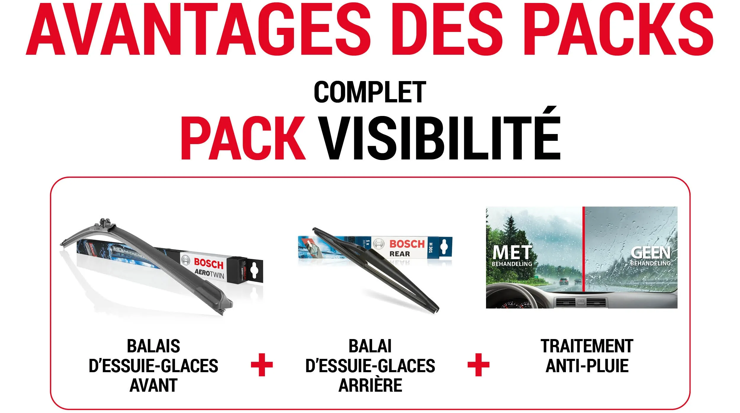 Perfect Wiperpack: essuie-glaces avant & arrière + Carglass® Protect
