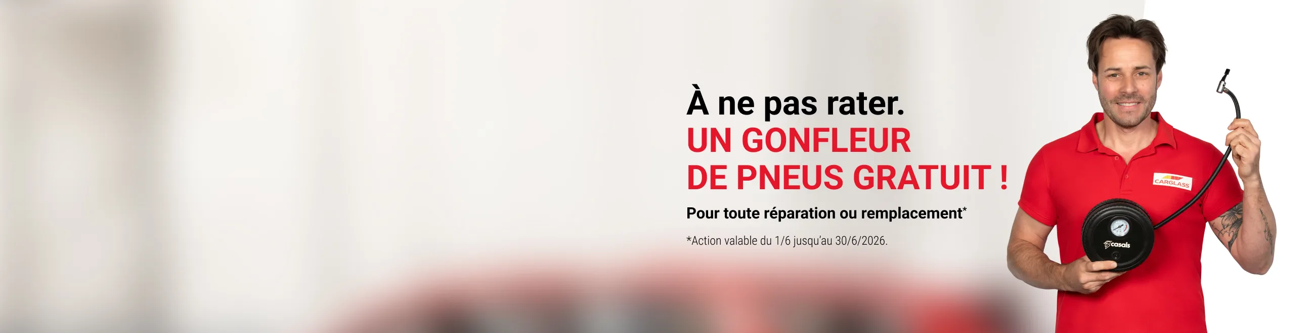 Bannière promotionnelle : gonfleur de pneus gratuit